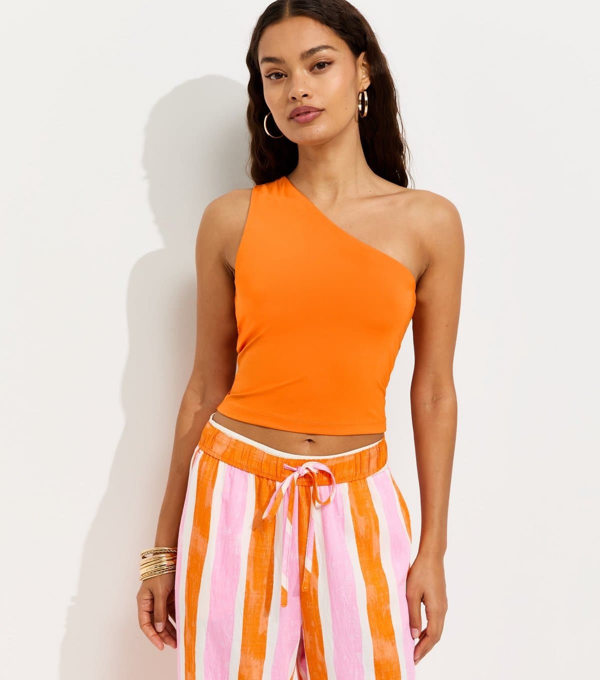 New Look Women's Petite Bright Orange Jersey One Shoulder Top New Look