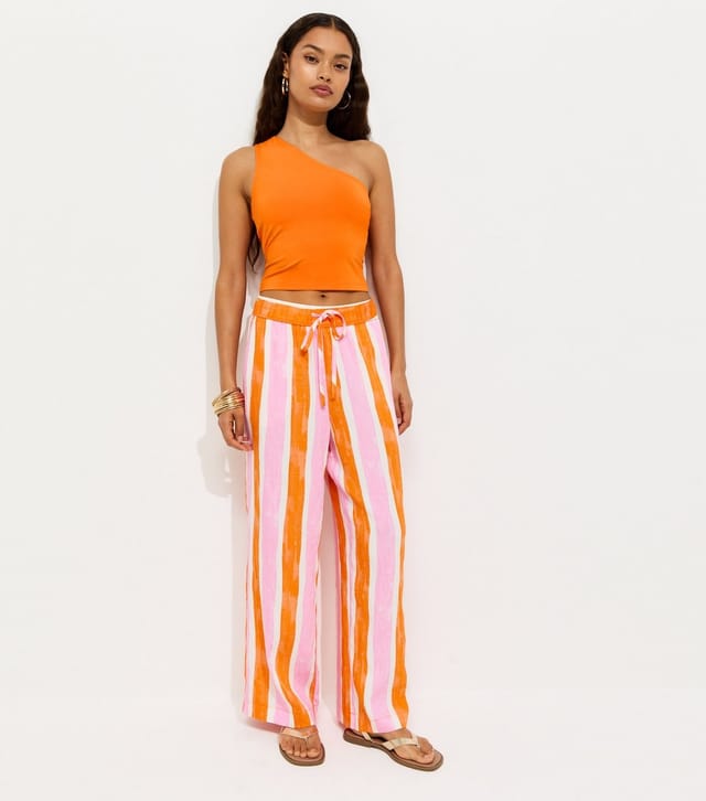 New Look Women's Petite Bright Orange Jersey One Shoulder Top New Look - 3