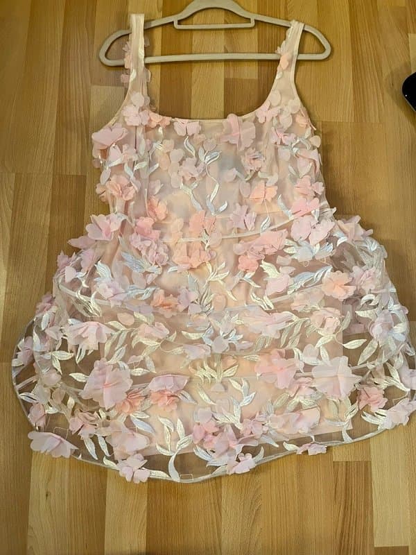 ASOS ASOS luxe 3D floral square neck caged mini dress pastel pink