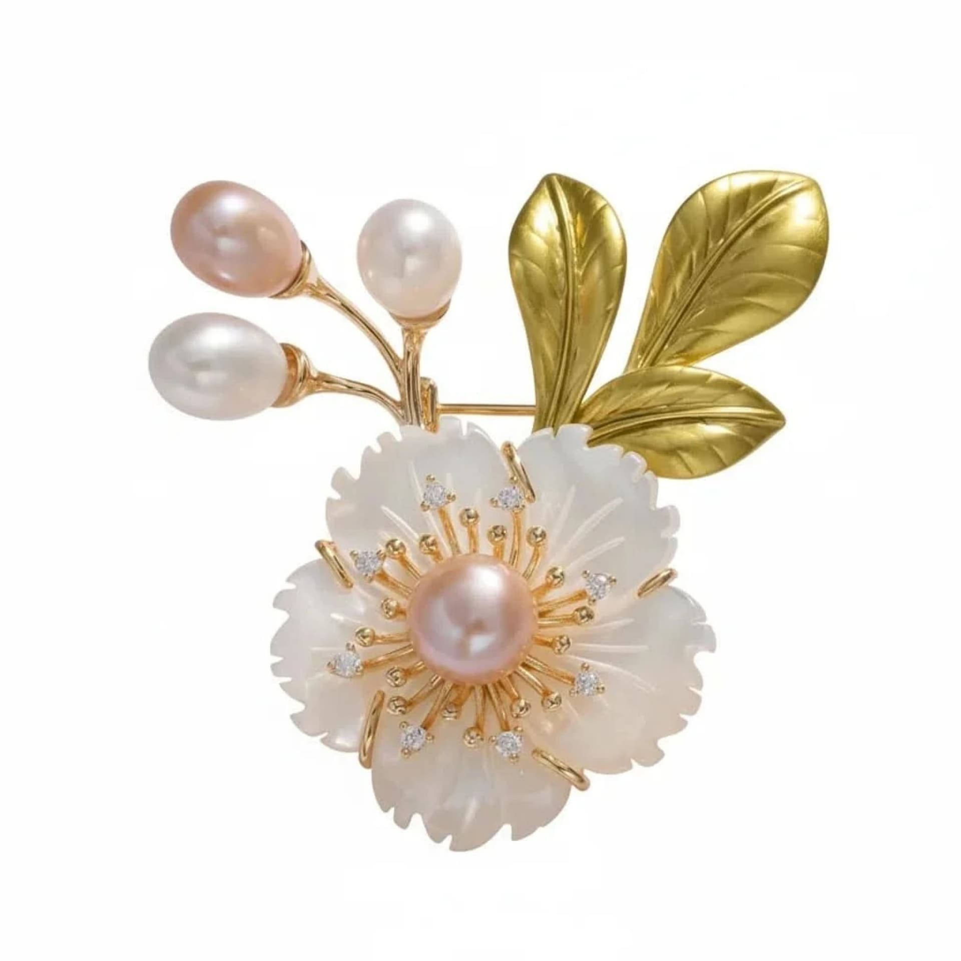 Angel Barocco Angel Barocco Multicolor Freshwater Pearl Floral Brooch