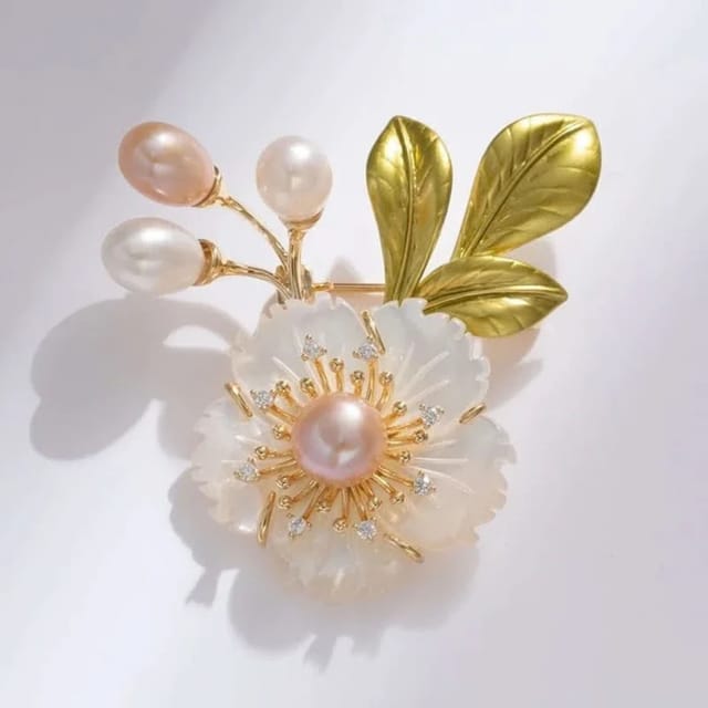Angel Barocco Angel Barocco Women's Freshwater Pearl Floral Brooch - 2
