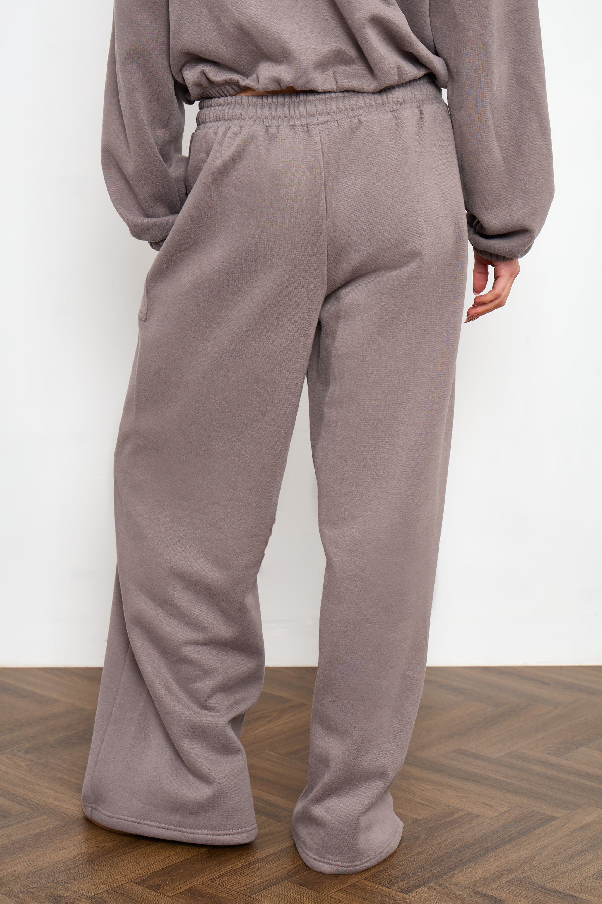 Kaiia Kaiia Pocket Detail Mid Rise Wide Leg Joggers Silver Grey - 4