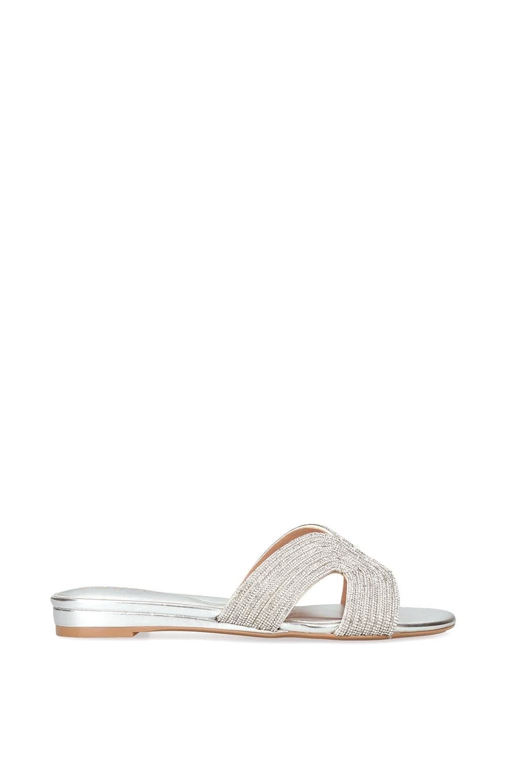 Carvela Carvela Silver Crystal Mule Flats for Women