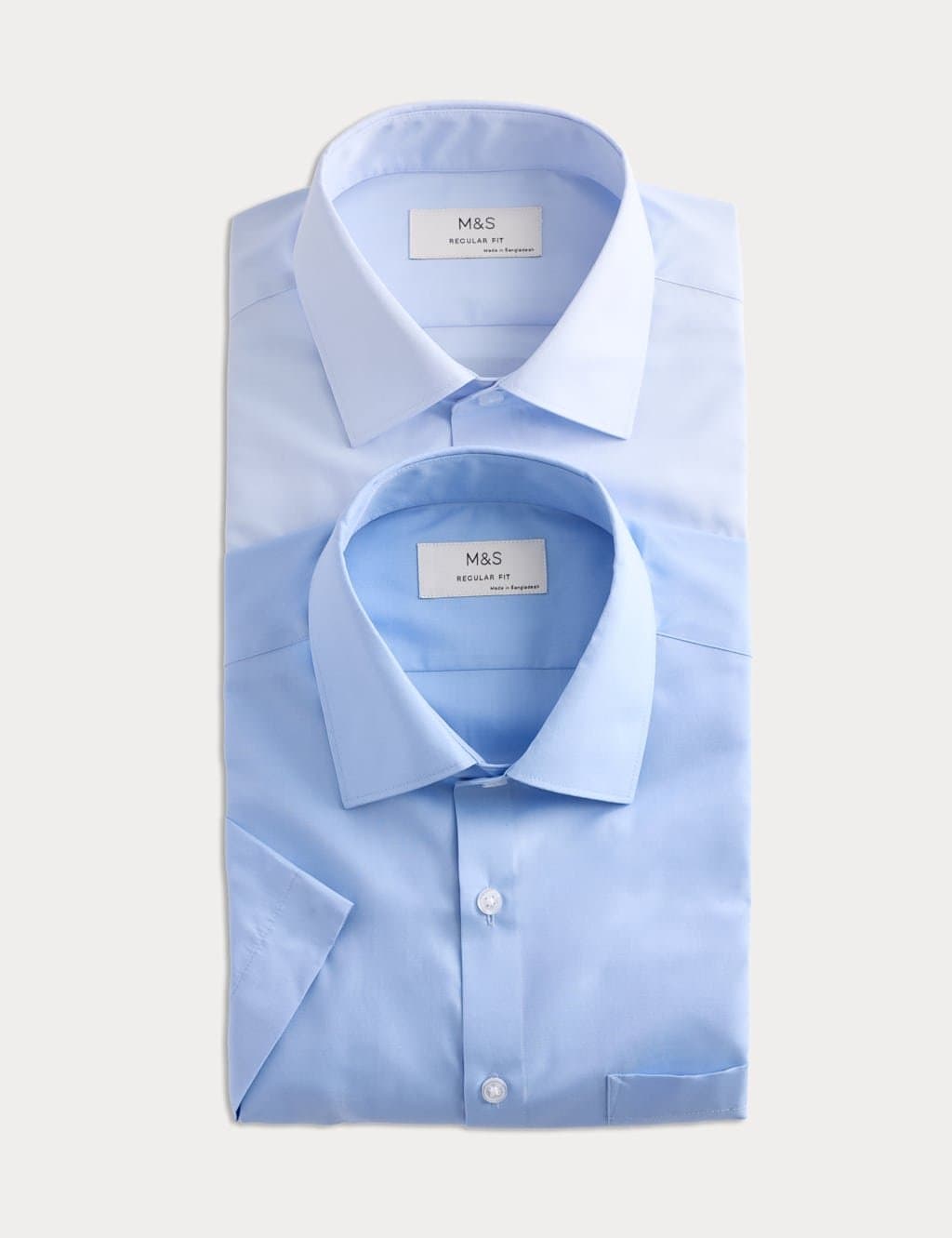 Marks & Spencer M&S 2 Pack Regular Fit Easy Iron Shirts Blue Mix