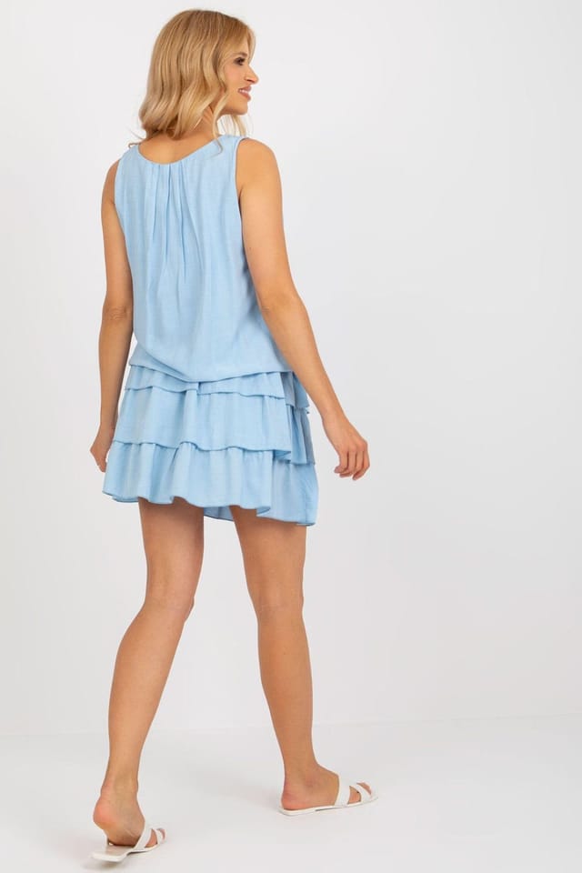 Love Lace Love Lace Women's Sleeveless Summer Ruffle Dress with Elastic Waist in Blue - 3