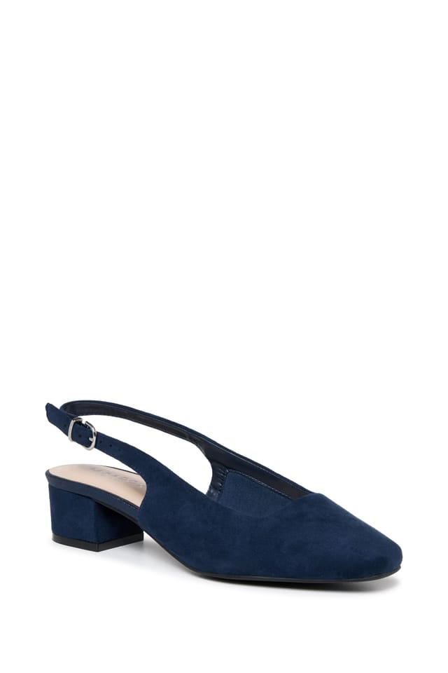Paradox London Paradox London Women's Giulietta' Wide Fit Square Toe Block Heel Slingback Shoes in Navy - 3
