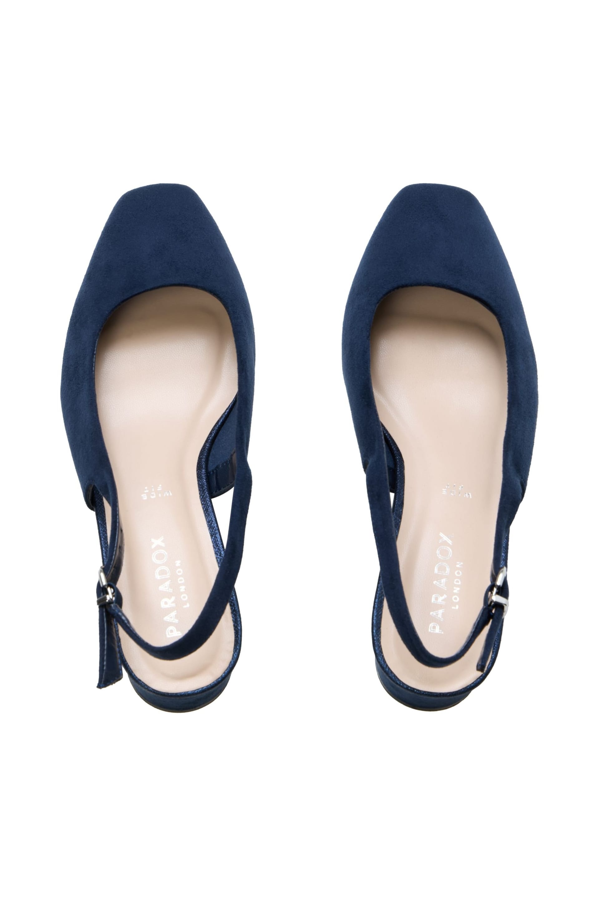 Paradox London Paradox London Women's Giulietta' Wide Fit Square Toe Block Heel Slingback Shoes in Navy - 4