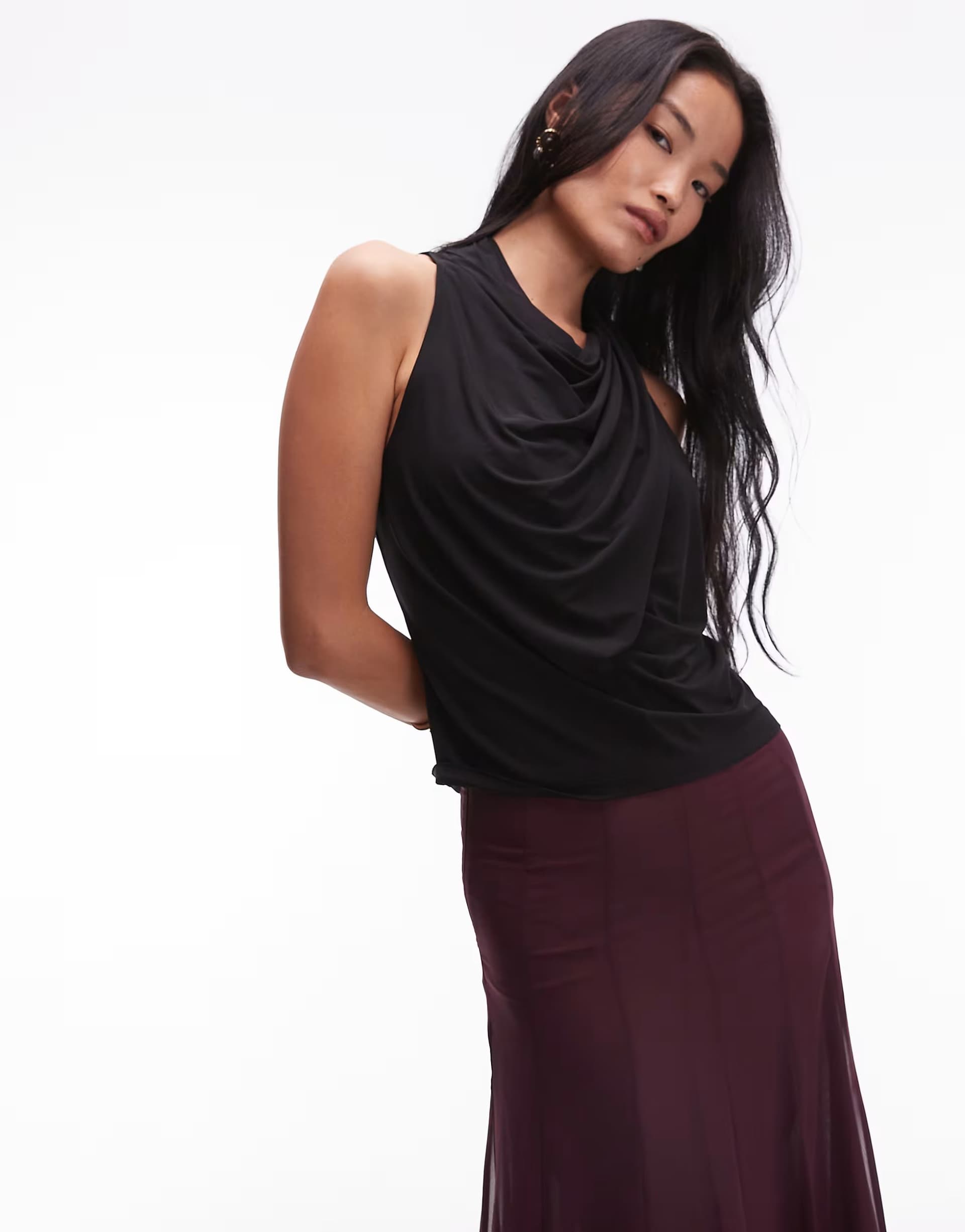 ASOS & Other Stories halterneck drapey top in black