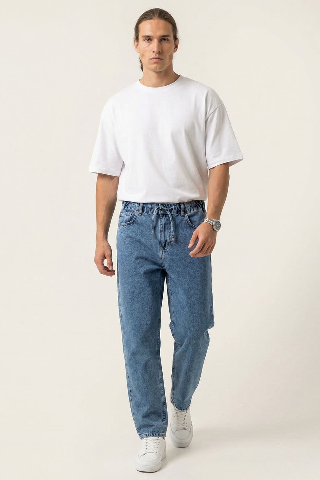 Big Dart Big Dart Men's Relaxed Fit Denim Pants in Mid Blue