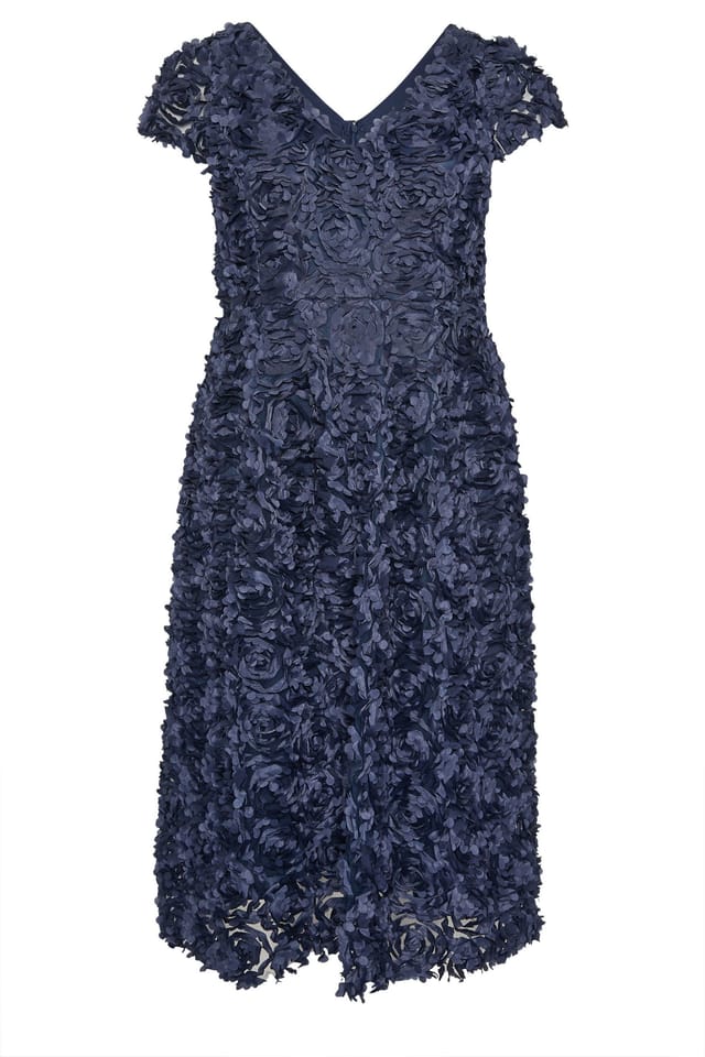 Yours Yours Women's Floral Skater Dress in Dark Navy - 2