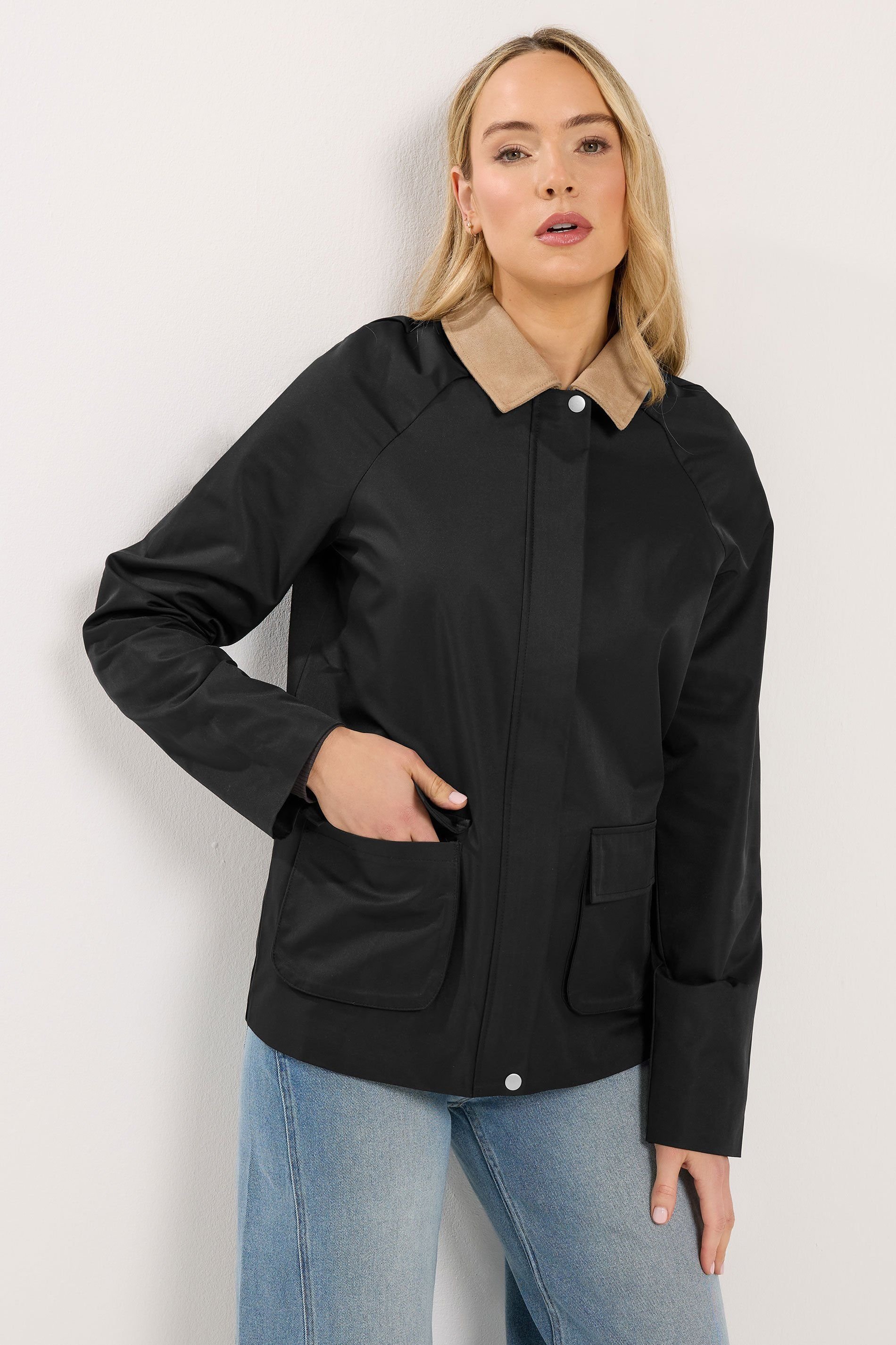 Long Tall Sally Long Tall Sally Women's Tall Cord Collar Jacket in Black - 3