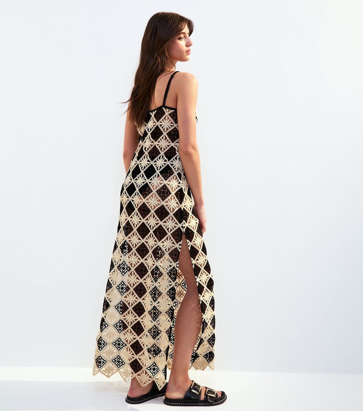 New Look Women's Black Crochet Square Neck Maxi Beach Dress New Look - 4