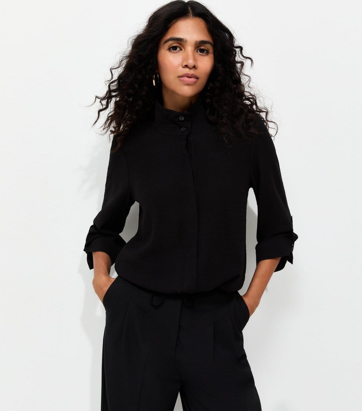 New Look Women's Black Jersey Funnel Neck Shirt New Look - 1