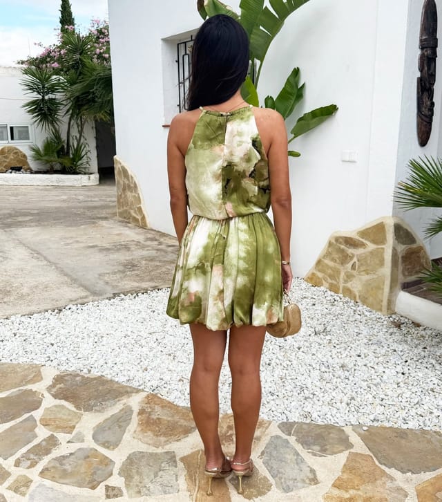 AX Paris Women's Green Printed Bubble Hem Mini Dress AX Paris New Look - 3