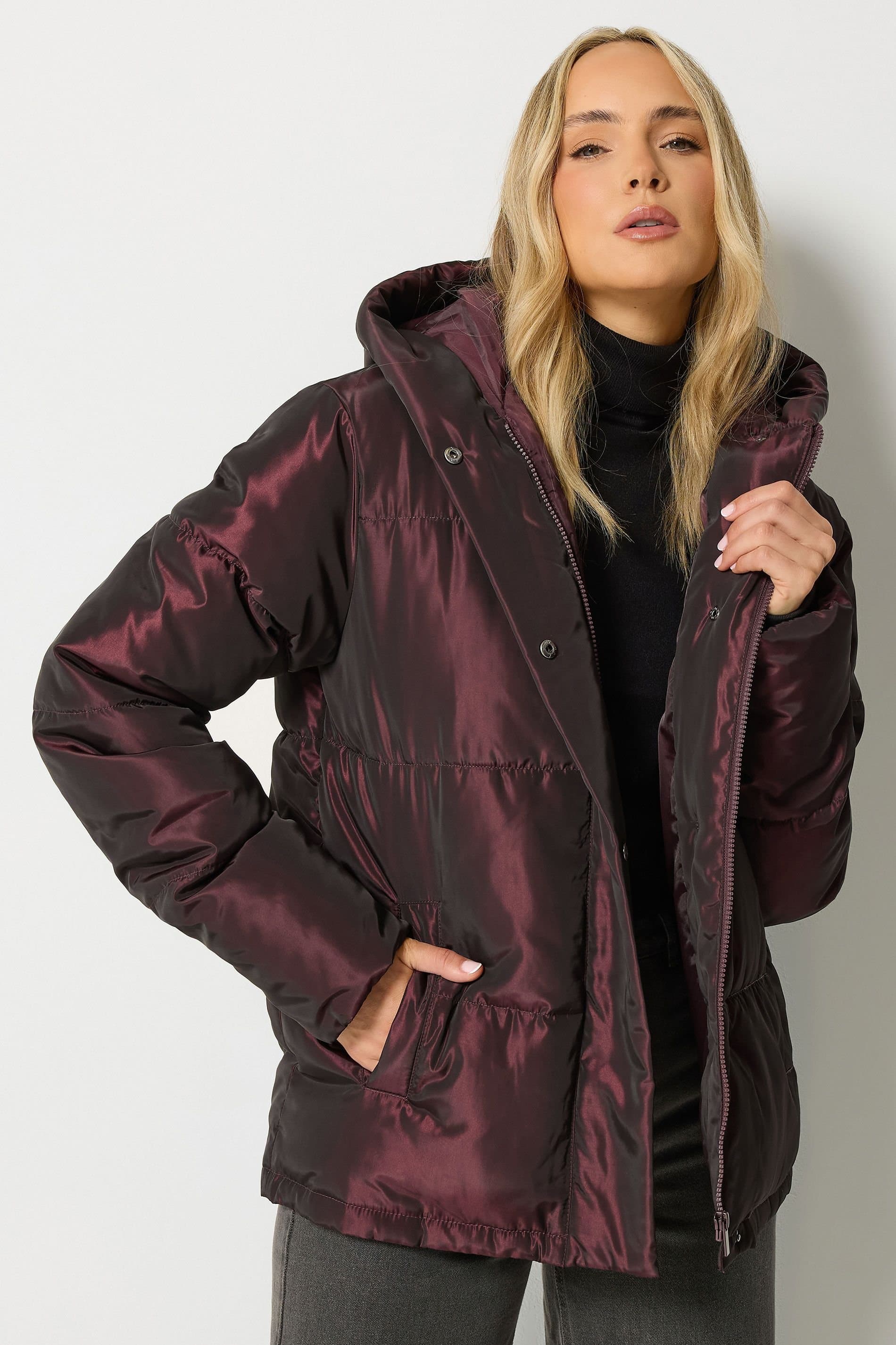 Long Tall Sally Long Tall Sally Women's Tall Padded Coat in Dark Red