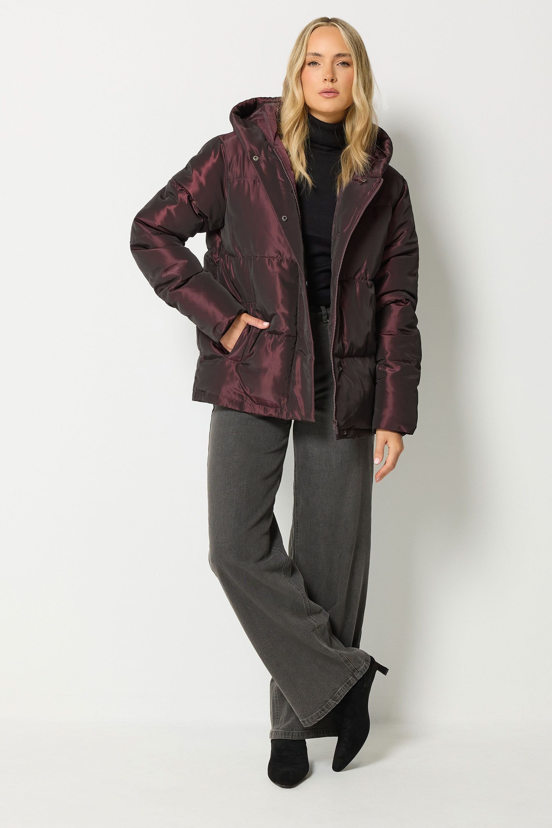 Long Tall Sally Long Tall Sally Women's Tall Padded Coat in Dark Red - 4