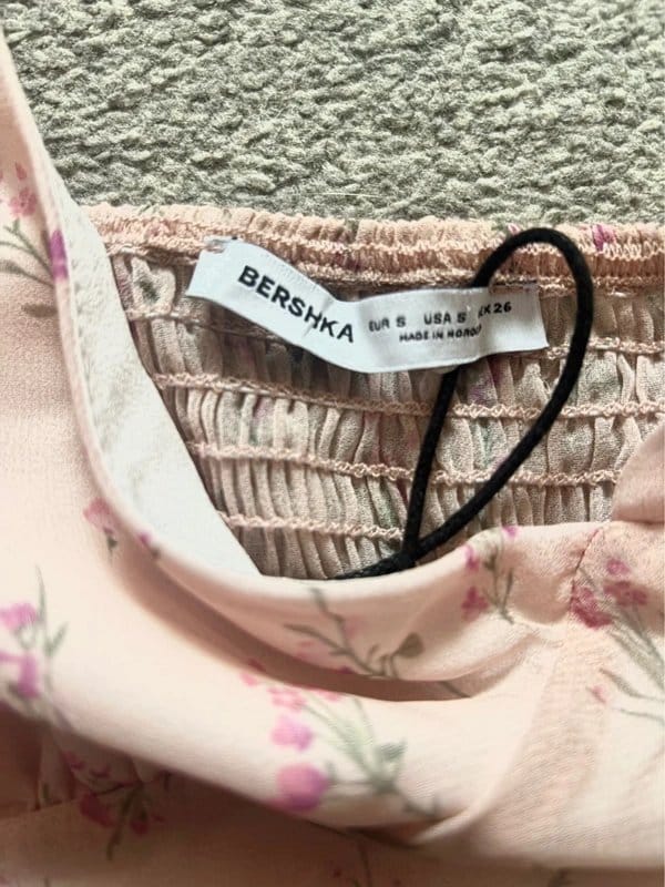 Bershka Pink Floral Chiffon Mini Dress