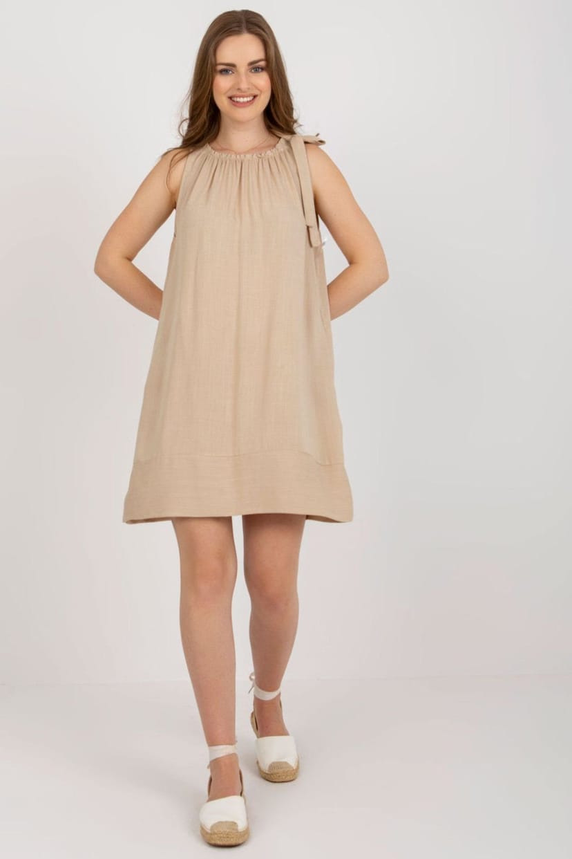 Love Lace Love Lace Women's Loose Summer Dress With Tie Straps in Beige - 1