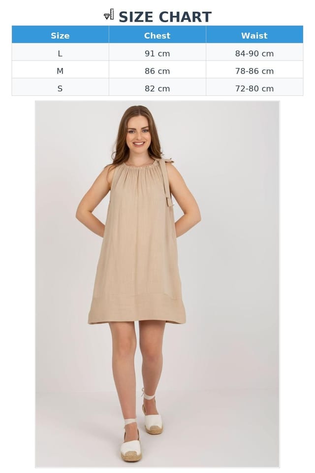 Love Lace Love Lace Women's Loose Summer Dress With Tie Straps in Beige - 3