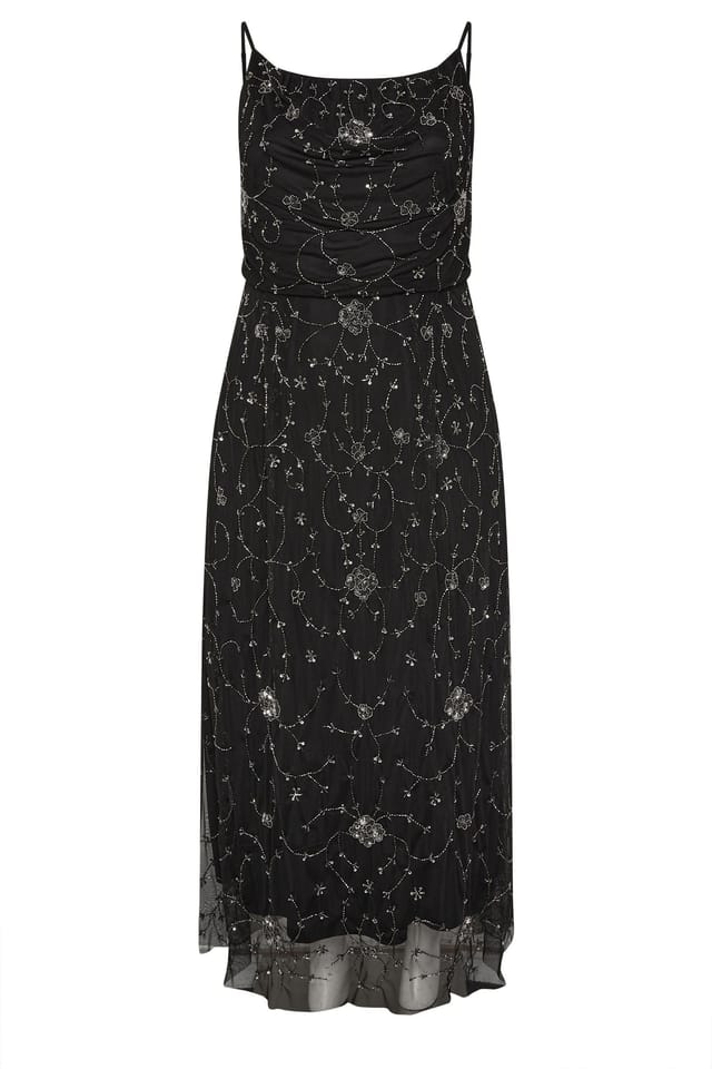 Yours Yours Women's Floral Hand Embellished Maxi Dress in Black - 2