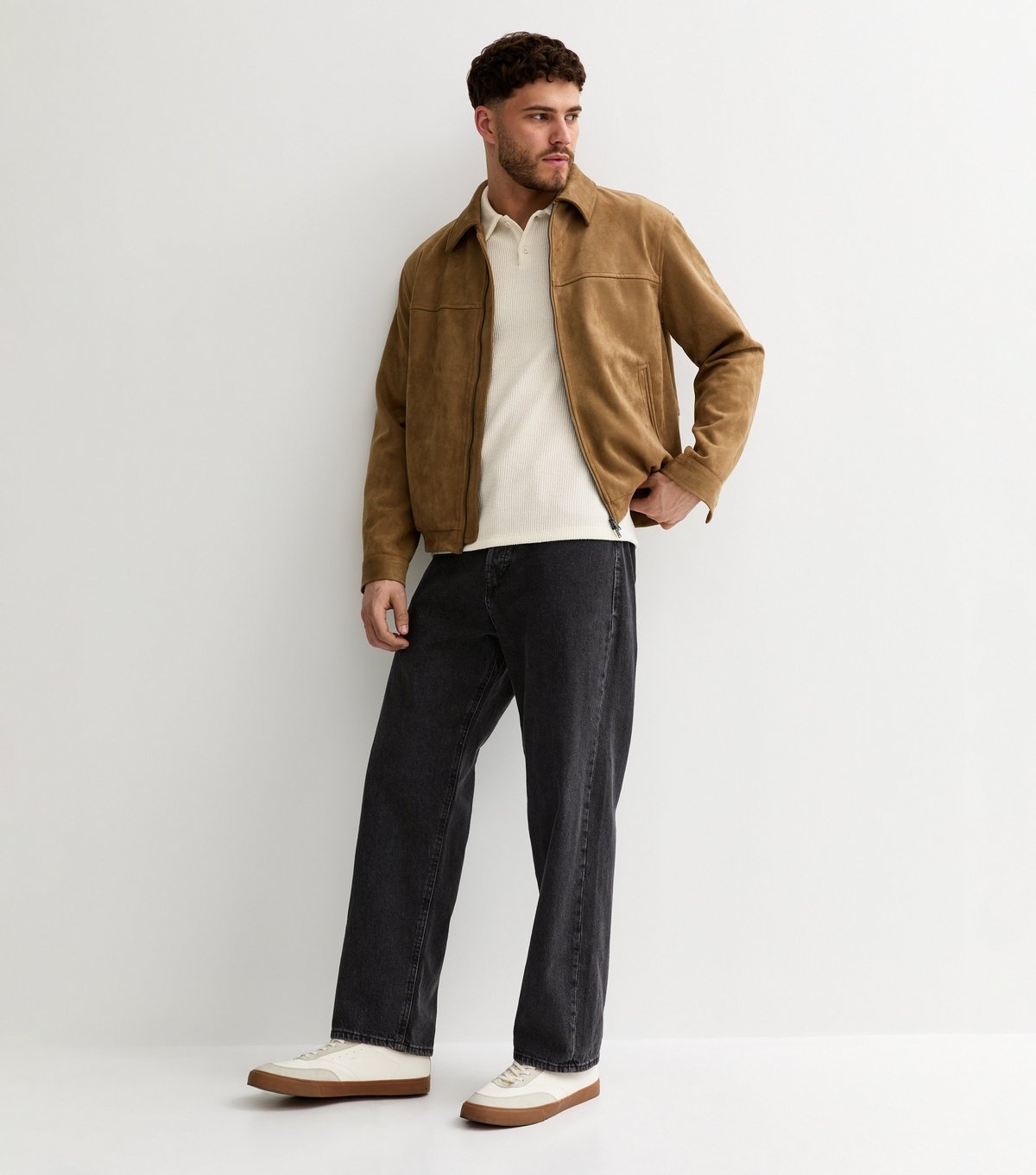 New Look Men's Off White Short Sleeve Textured Regular Polo Shirt New Look - 3