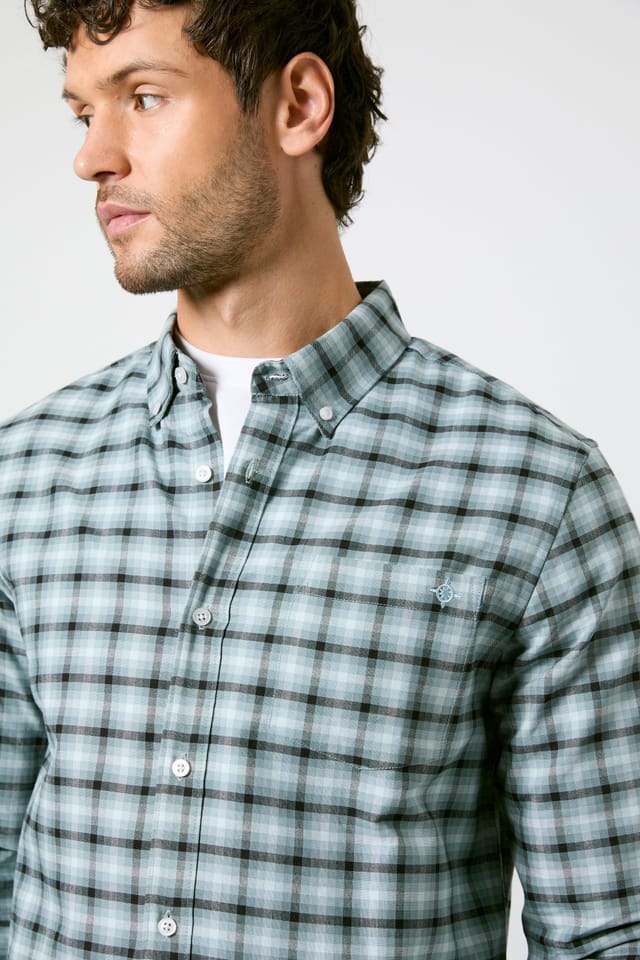 Maine Maine Men's Light Blue Textured Stretch Long Sleeve Shirt - 2