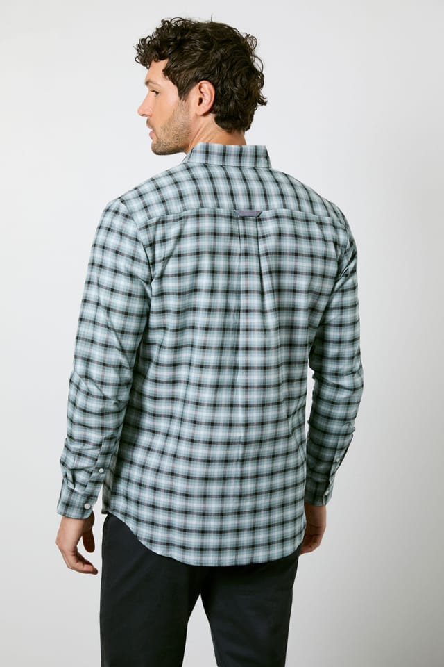 Maine Maine Men's Light Blue Textured Stretch Long Sleeve Shirt - 3