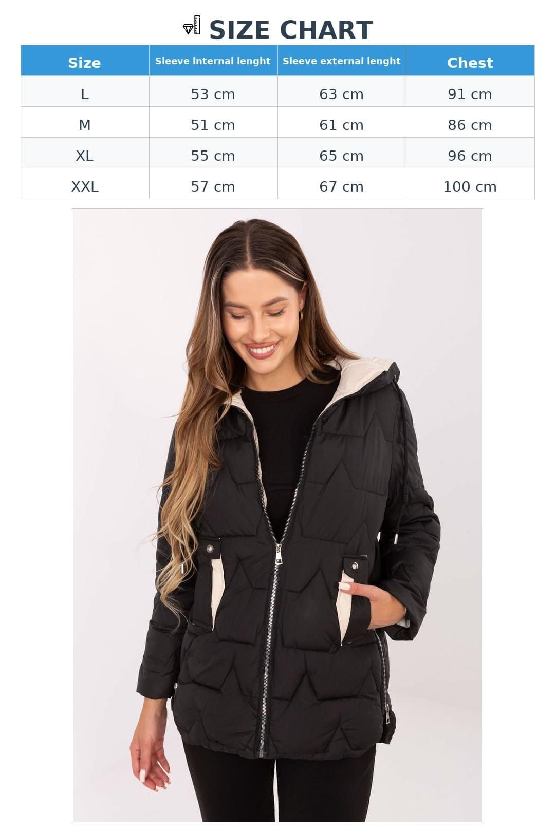 Love Lace Love Lace Women's Quilted Down Jacket with Detachable Hood in Black - 4
