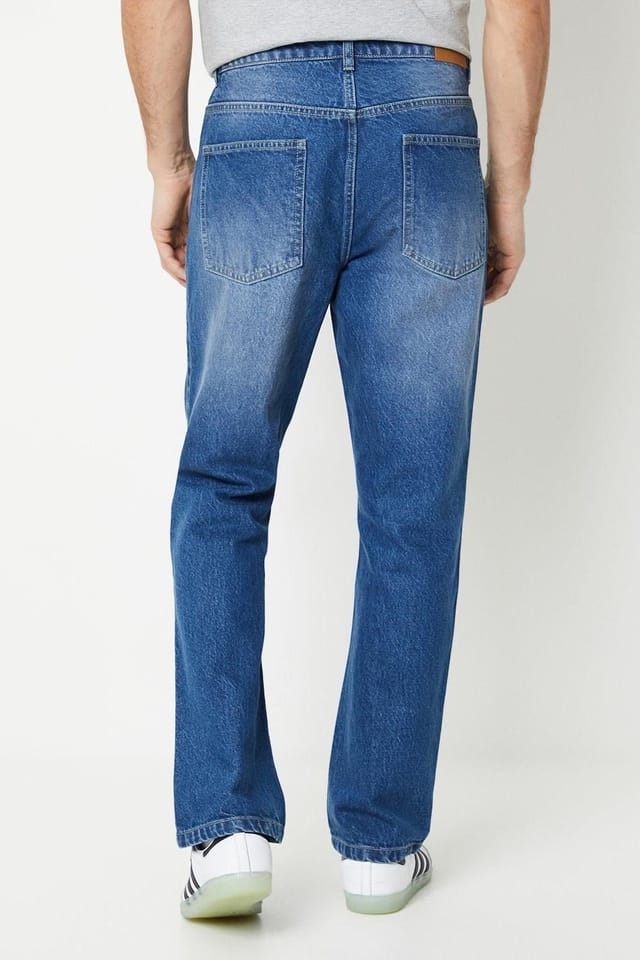 Burton Burton Men's Mid Wash Bootcut Jeans in Dark Blue - 3