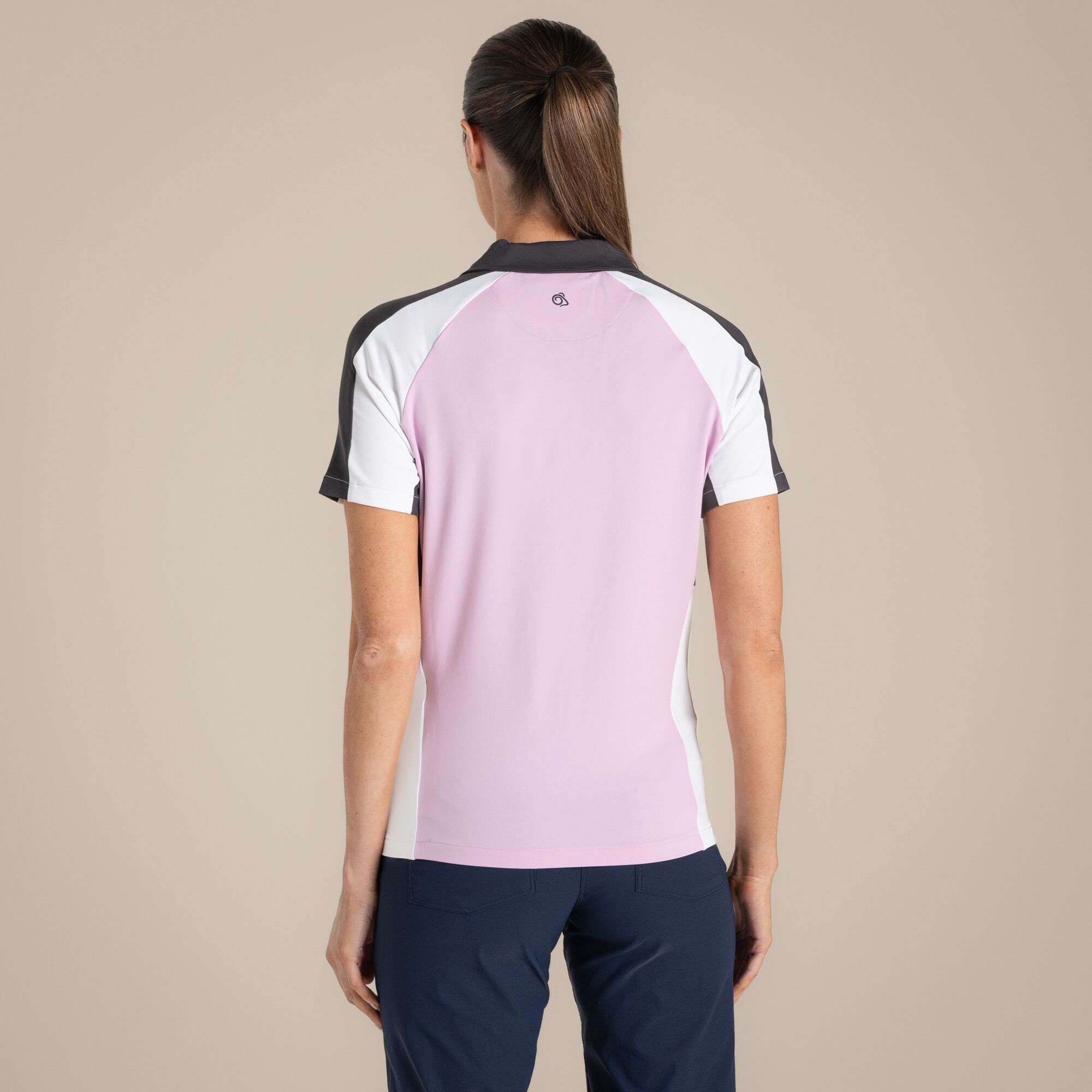 Craghoppers Craghoppers Women's NosiLife Hazelmere Insect-Repellent Short Sleeved Golf Polo Shirt in Baby Pink - 2