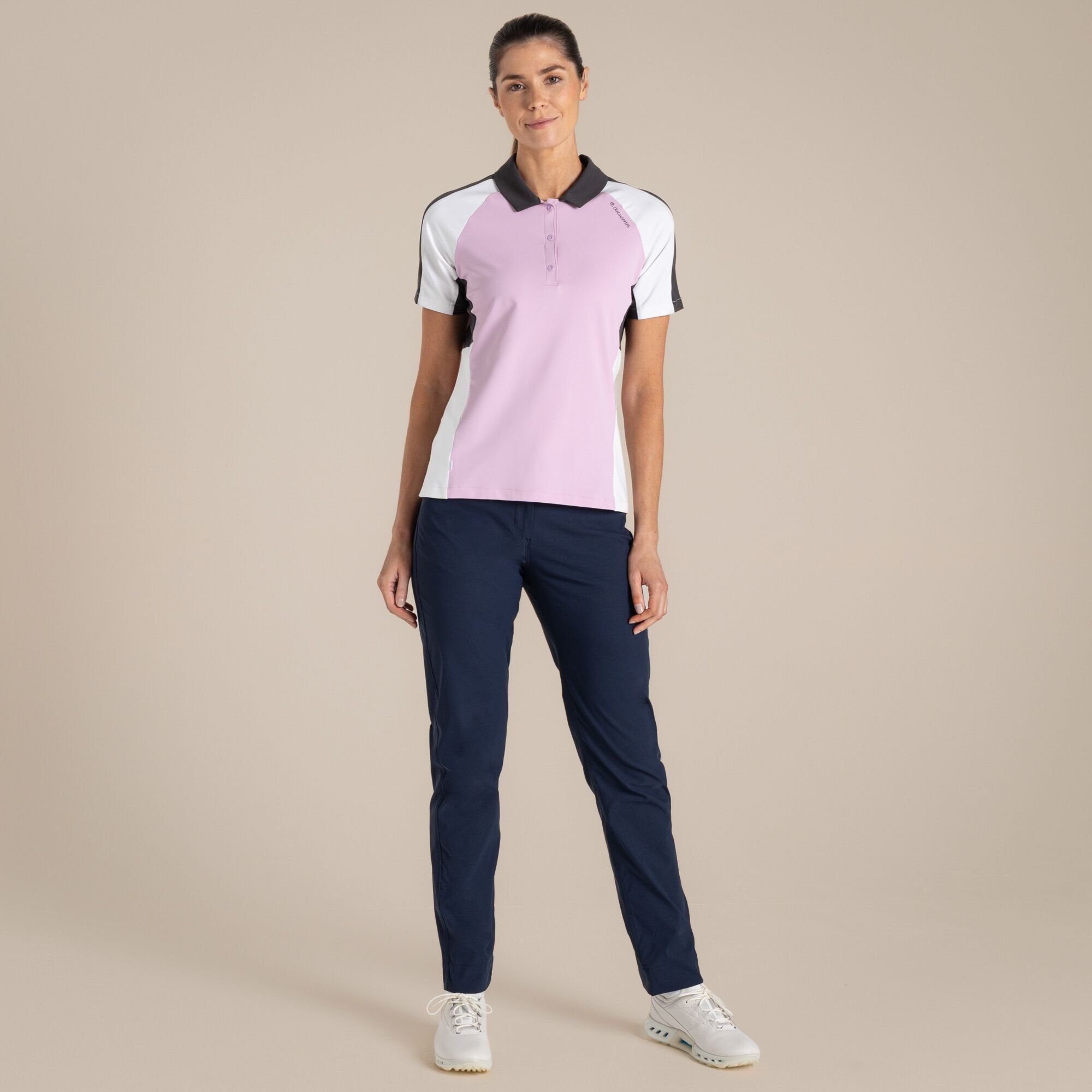 Craghoppers Craghoppers Women's NosiLife Hazelmere Insect-Repellent Short Sleeved Golf Polo Shirt in Baby Pink - 3