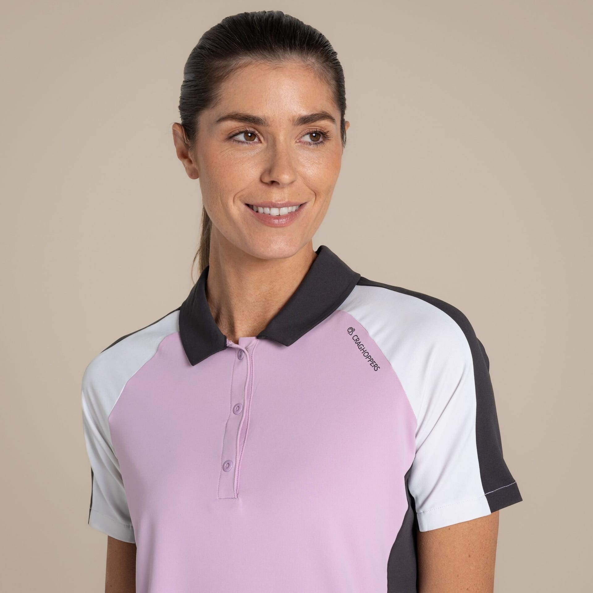 Craghoppers Craghoppers Women's NosiLife Hazelmere Insect-Repellent Short Sleeved Golf Polo Shirt in Baby Pink - 4