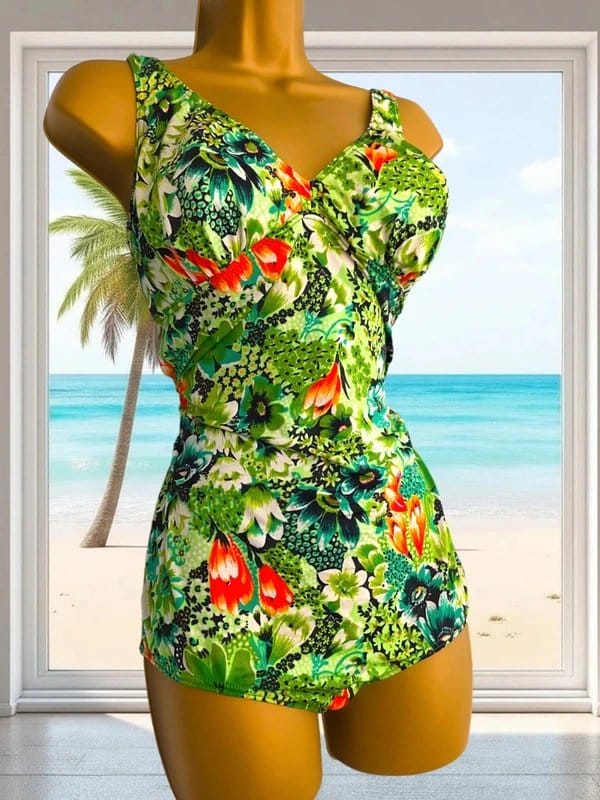 Solar Green Floral One-Piece Swimsuit