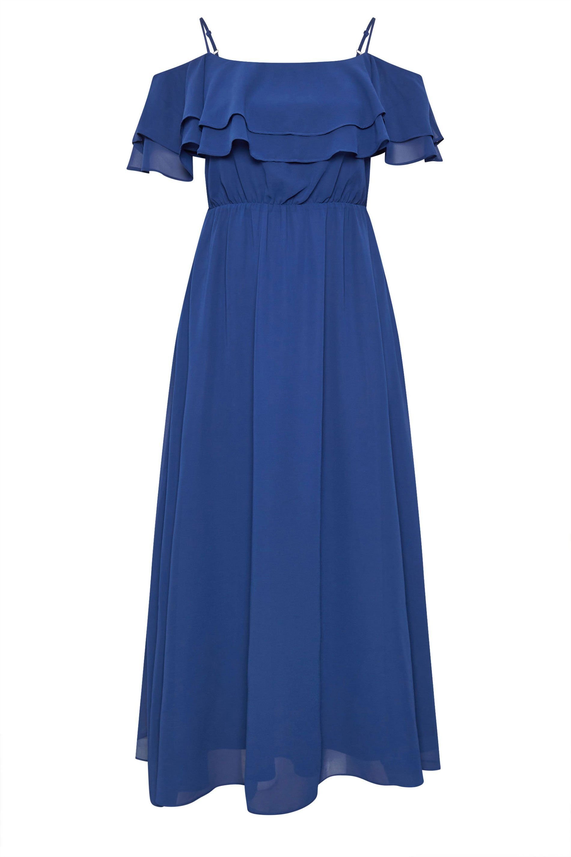 Yours Yours Women's Frill Cold Shoulder Maxi Dress in Cobalt - 2