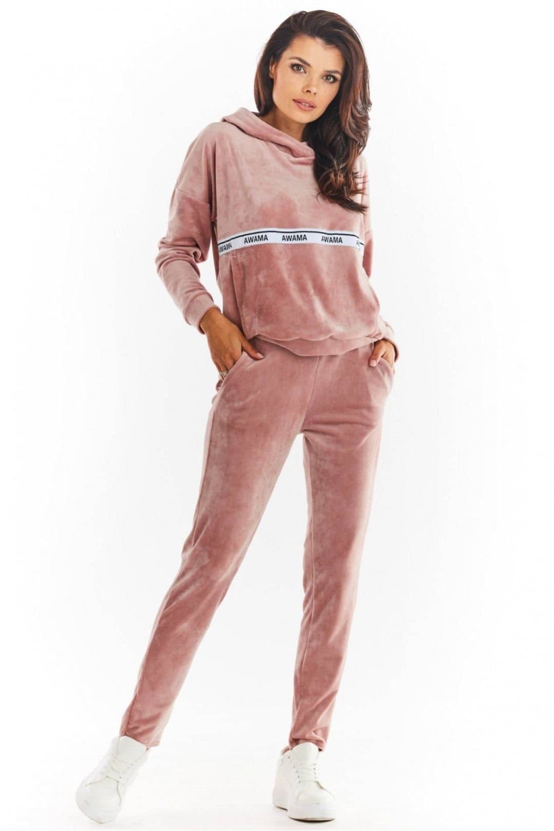 Love Lace Love Lace Women's Velour Tracksuit Trousers with Pockets Style 149785 in Pink