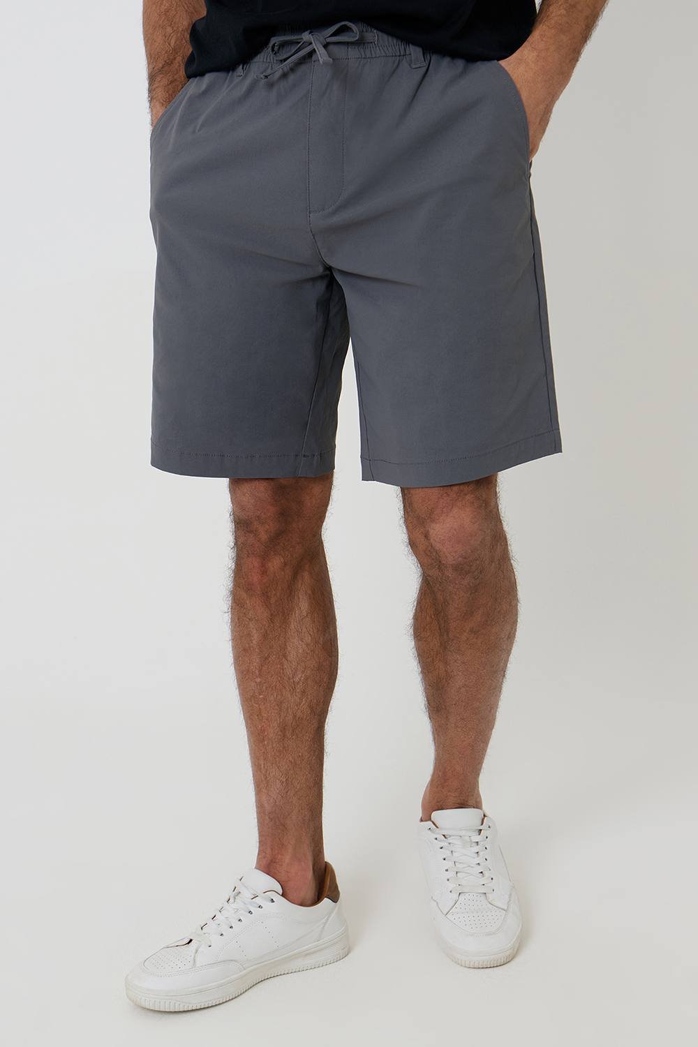 Threadbare Threadbare Men's Elasticated Waist Stretch Chino Shorts in Charcoal - 2