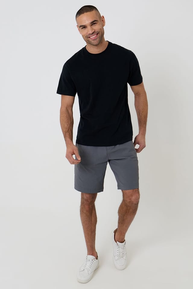 Threadbare Threadbare Men's Elasticated Waist Stretch Chino Shorts in Charcoal - 3