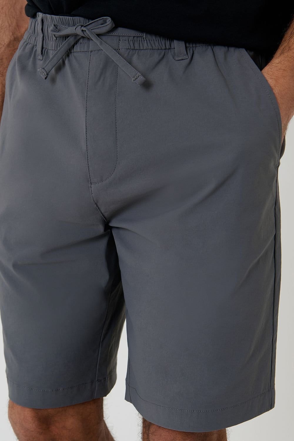 Threadbare Threadbare Men's Elasticated Waist Stretch Chino Shorts in Charcoal - 4