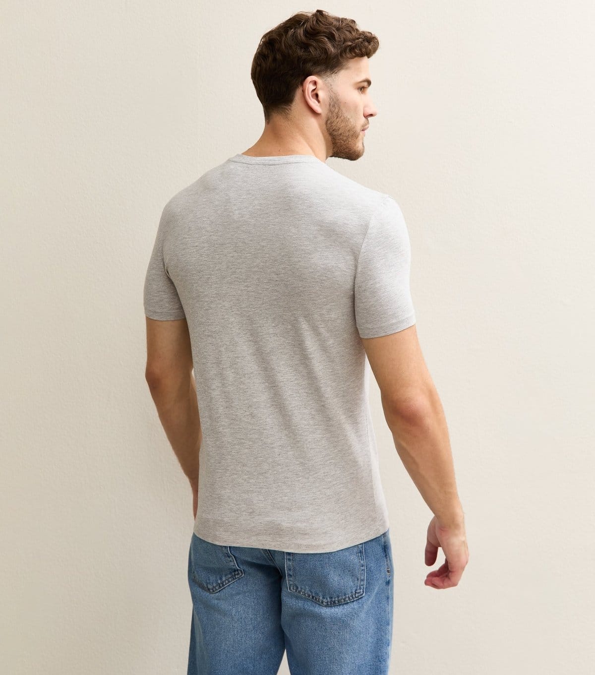 New Look Men's Pack of 2 White and Grey Muscle Fit Crew Neck T-Shirts New Look - 4