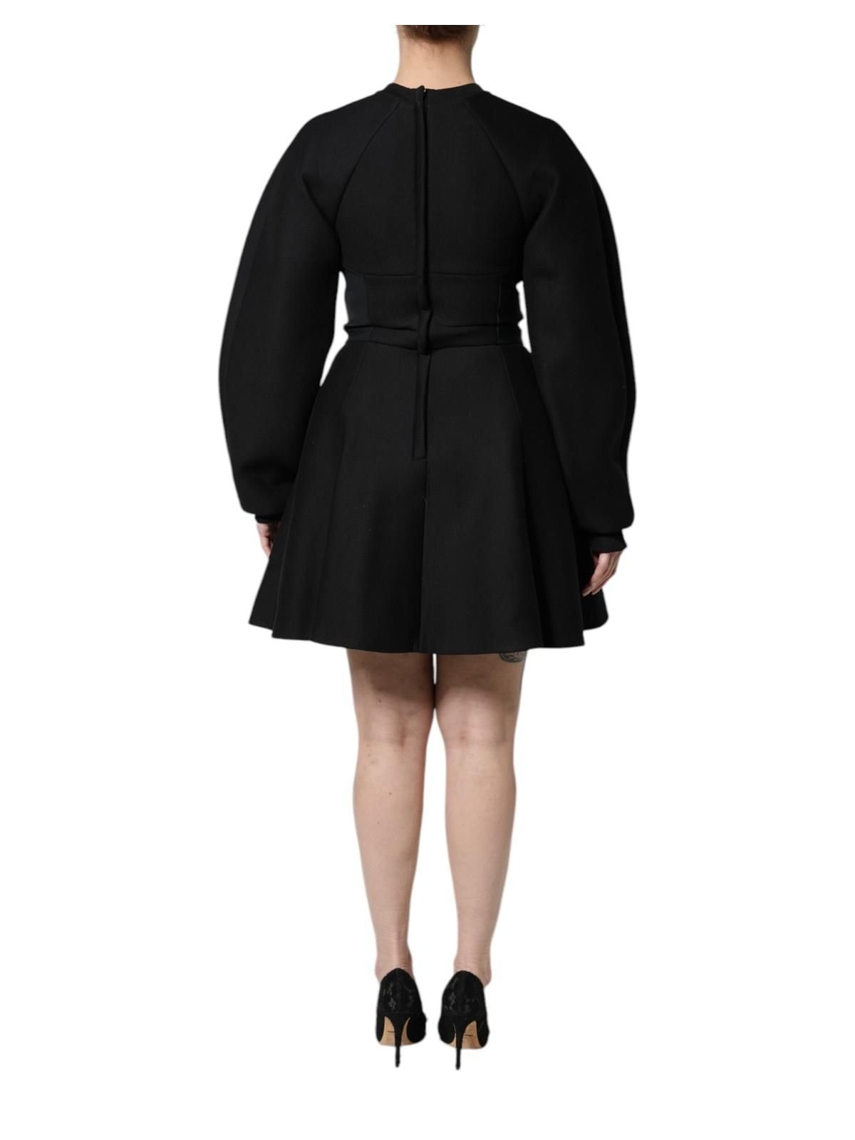 Dolce & Gabbana Dolce & Gabbana Women's Black Cotton Long Sleeves A-line Mini Dress - 4