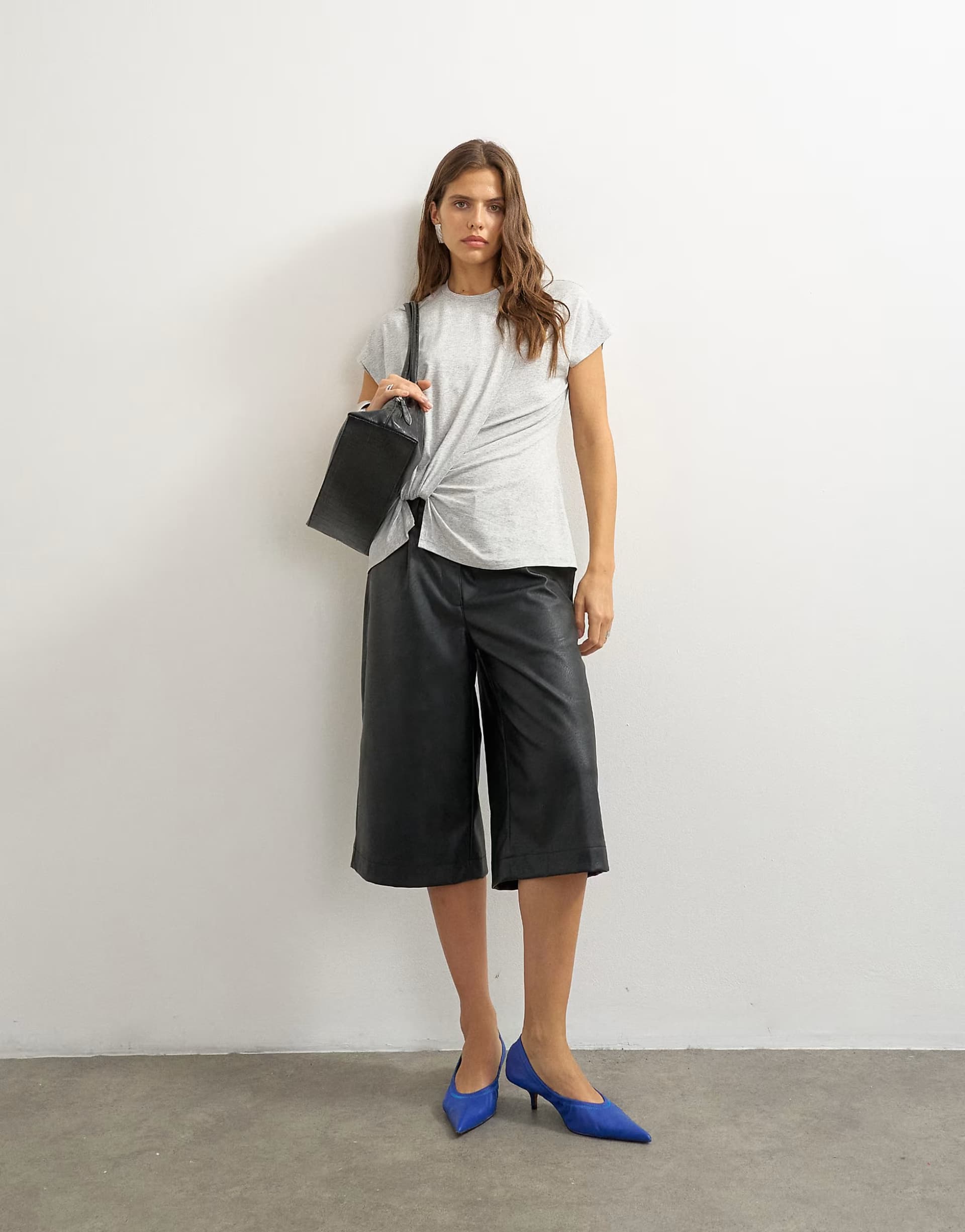 ASOS Topshop faux leather bermuda shorts in black
