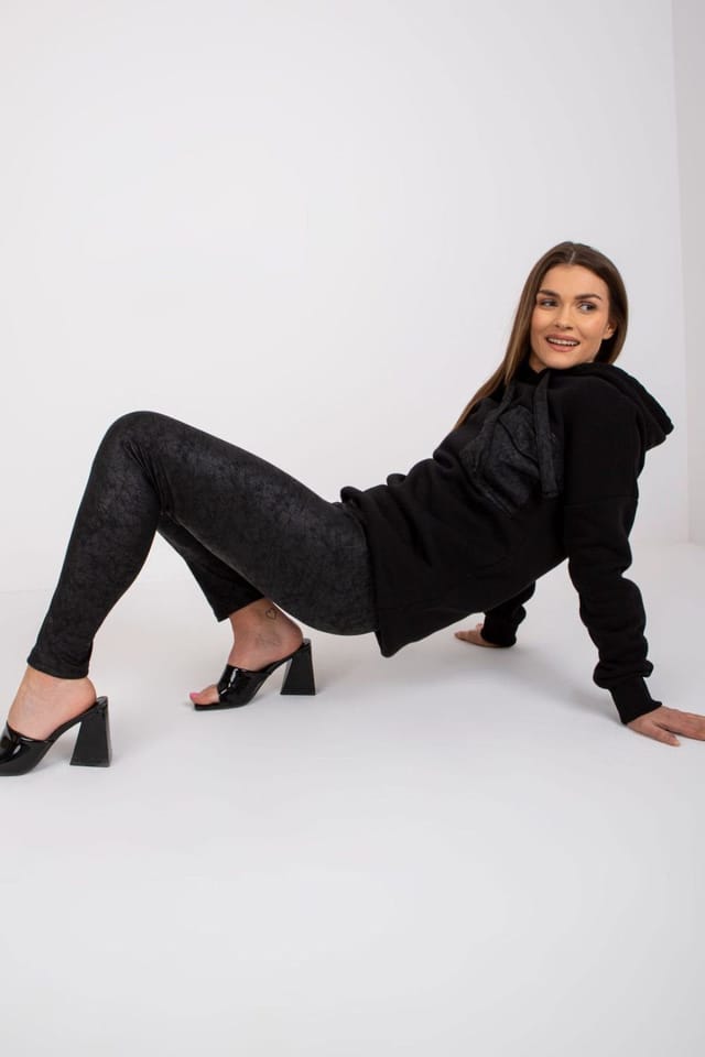 Love Lace Love Lace Women's Hooded Sweatshirt & Leggings Set in Black - 2
