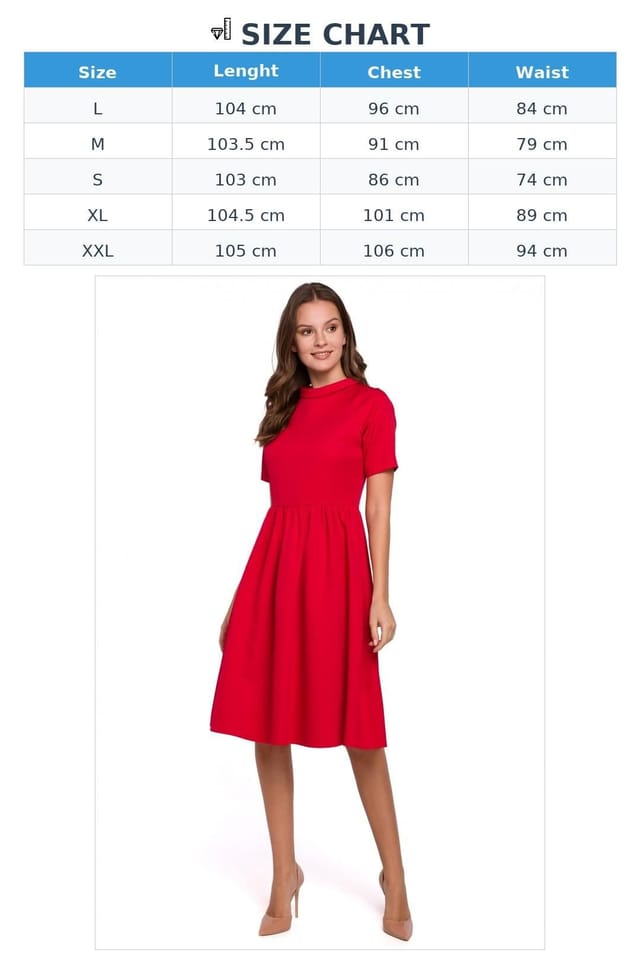 Love Lace Love Lace Women's Fitted Rolled Collar Ruffle Sleeve Midi Dress in Red - 3