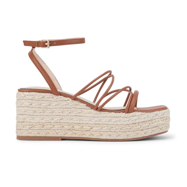 Truffle Collection Truffle Collection Women's Wedge Sandals Open Toe Buckle Strap Polyurethane Summer Shoes in Tan - 3
