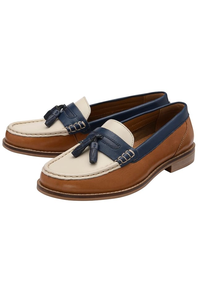 Ravel Ravel Women's Tan & Navy Leather 'Airton' Loafers - 2
