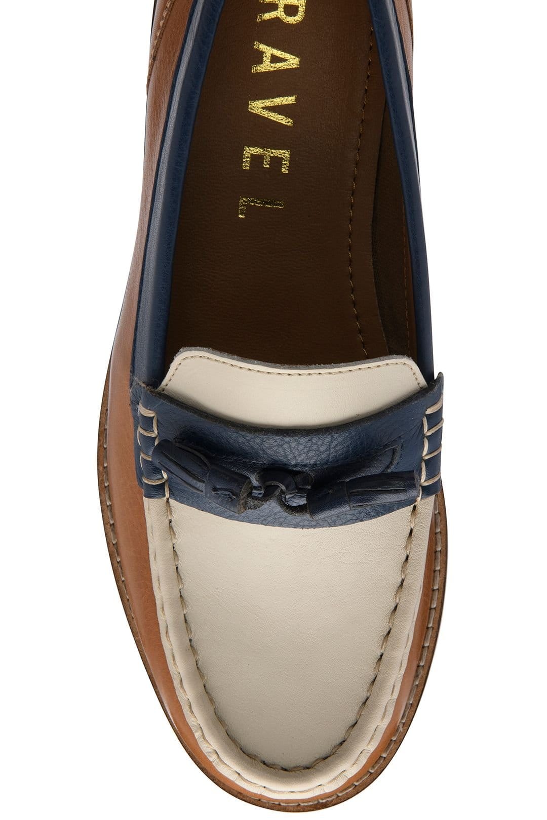Ravel Ravel Women's Tan & Navy Leather 'Airton' Loafers - 4