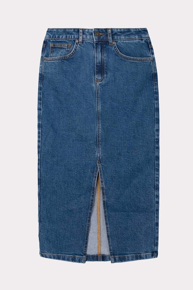 Kettlewell Kettlewell Women's Darla Denim Midi Skirt in Mid Blue - 2
