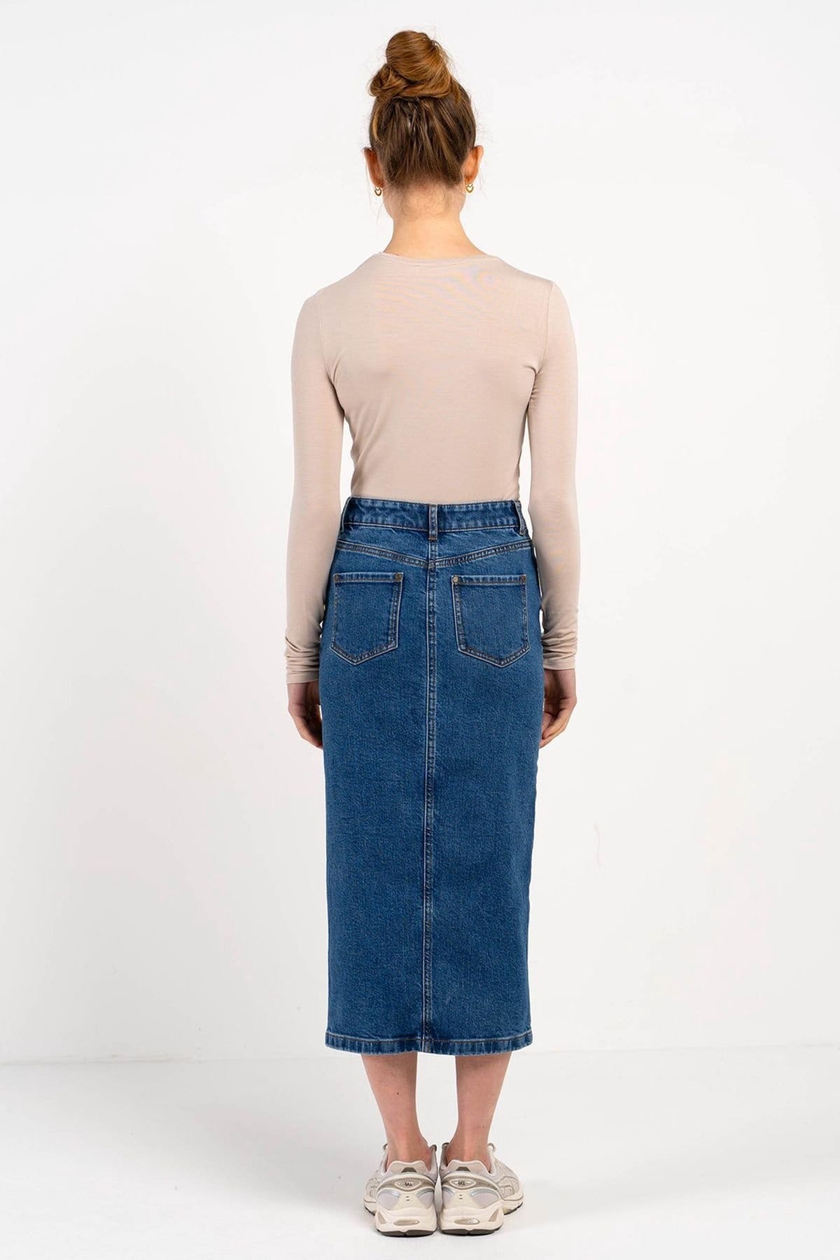Kettlewell Kettlewell Women's Darla Denim Midi Skirt in Mid Blue - 4