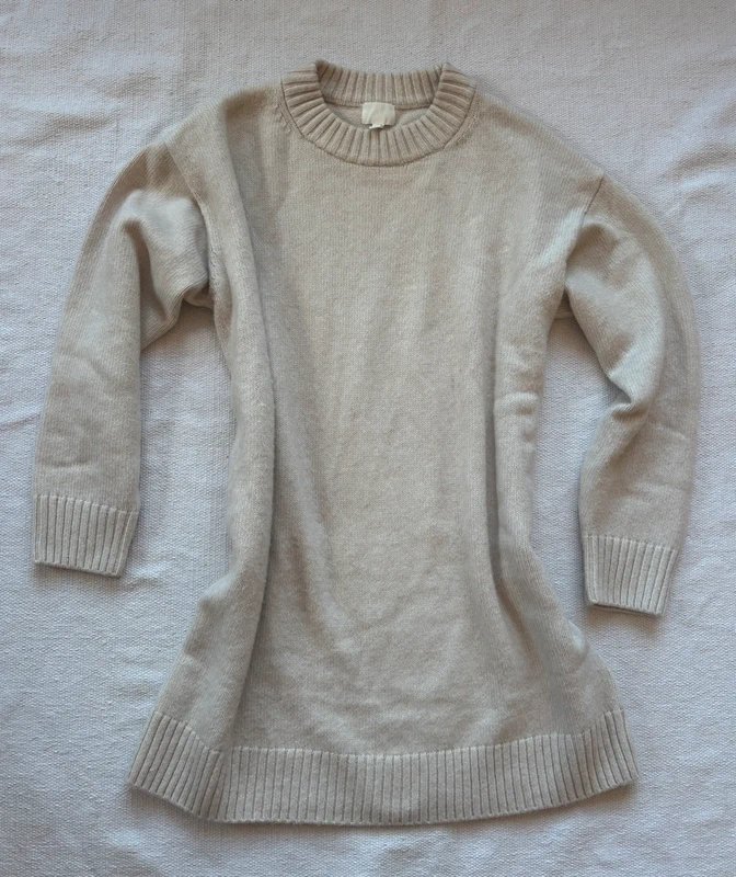 H&M New H&M size L wool blend cream jumper dress sweater dress knitwear jumper - 1