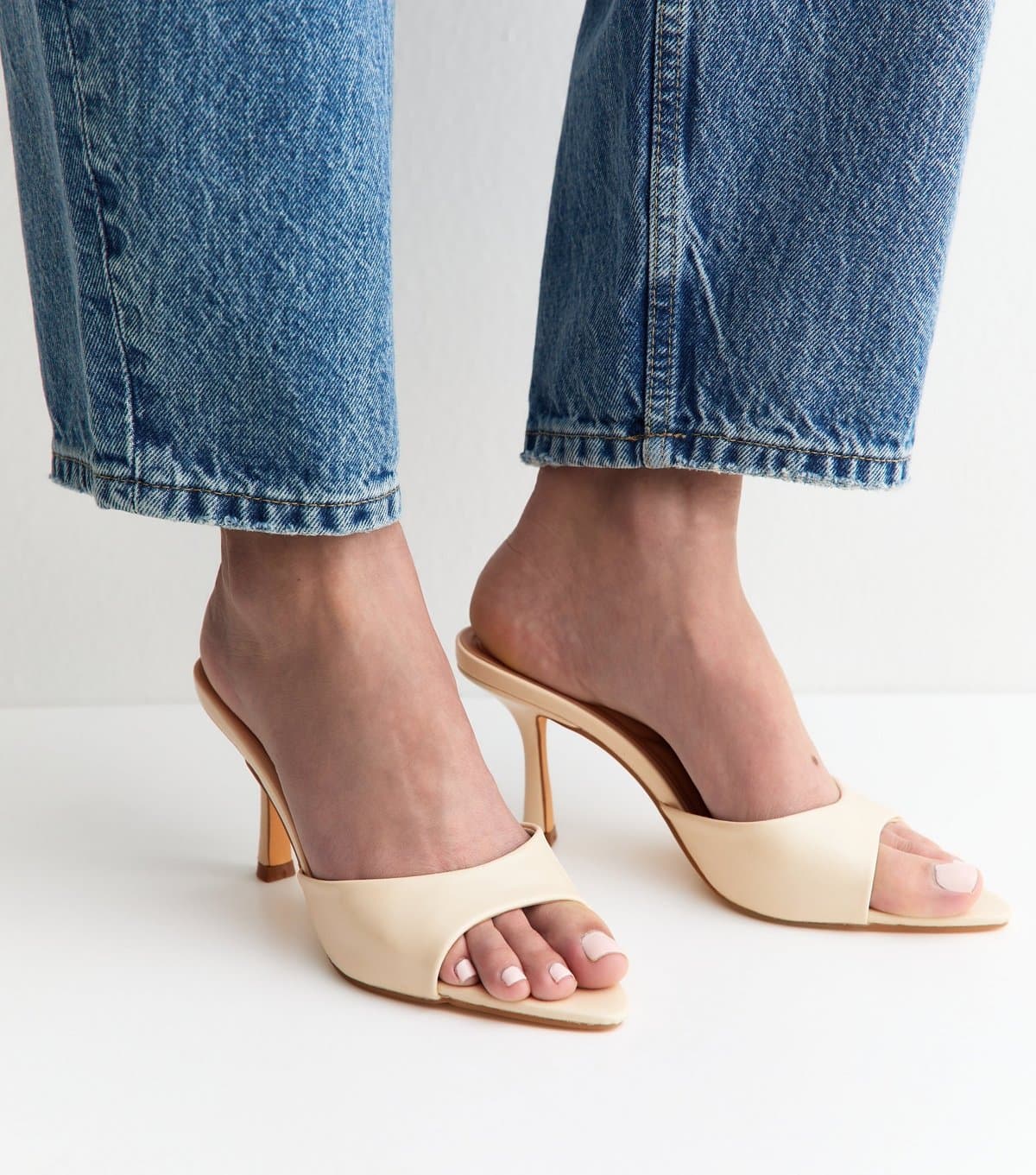 New Look Women's Truffle Off White Faux Leather Stiletto Mules New Look